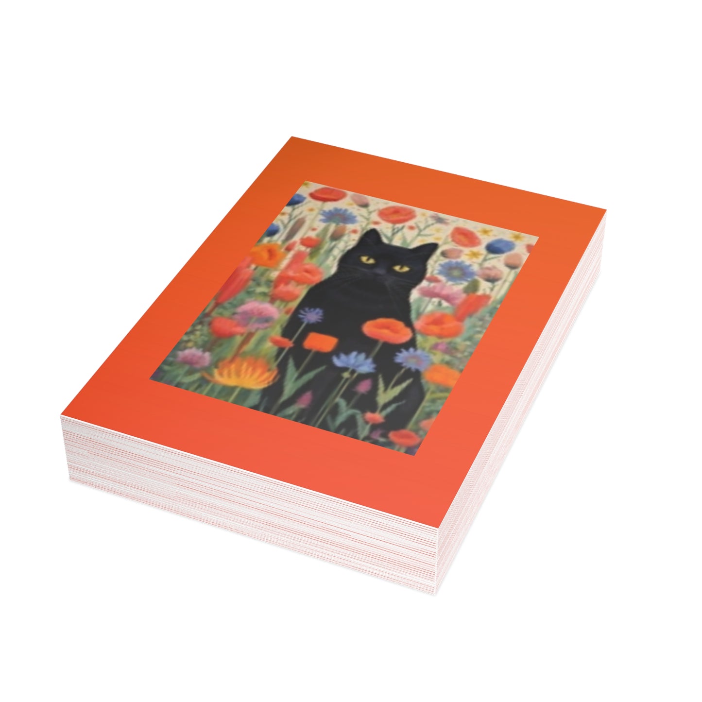 Paquete de postales vibrantes: diseños de gatos y flores silvestres con sobres