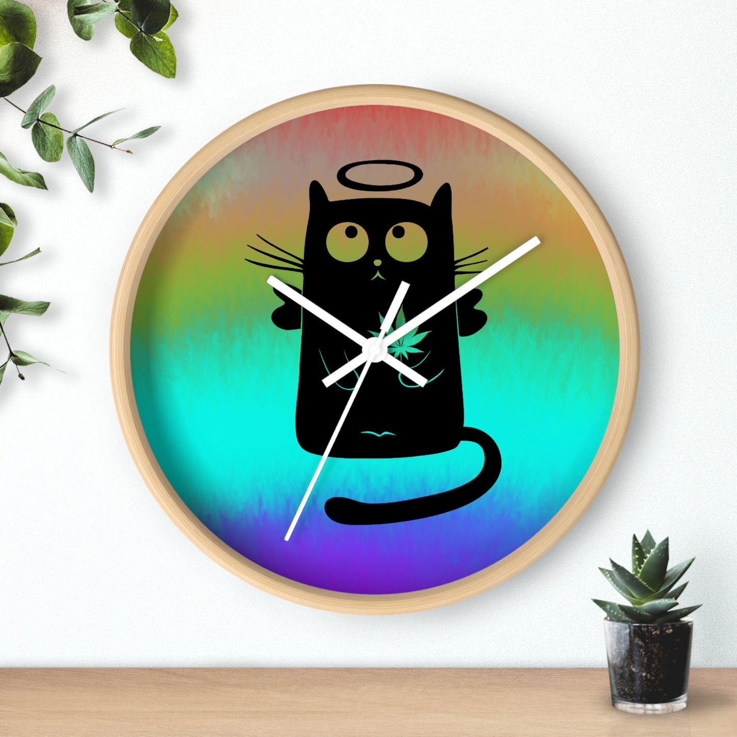 Horloge murale Ange Chat Noir