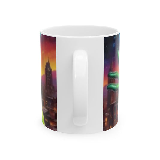 Ceramic Mug, (11oz) Green Alien Great for Coffee Hot Chocolate Tea