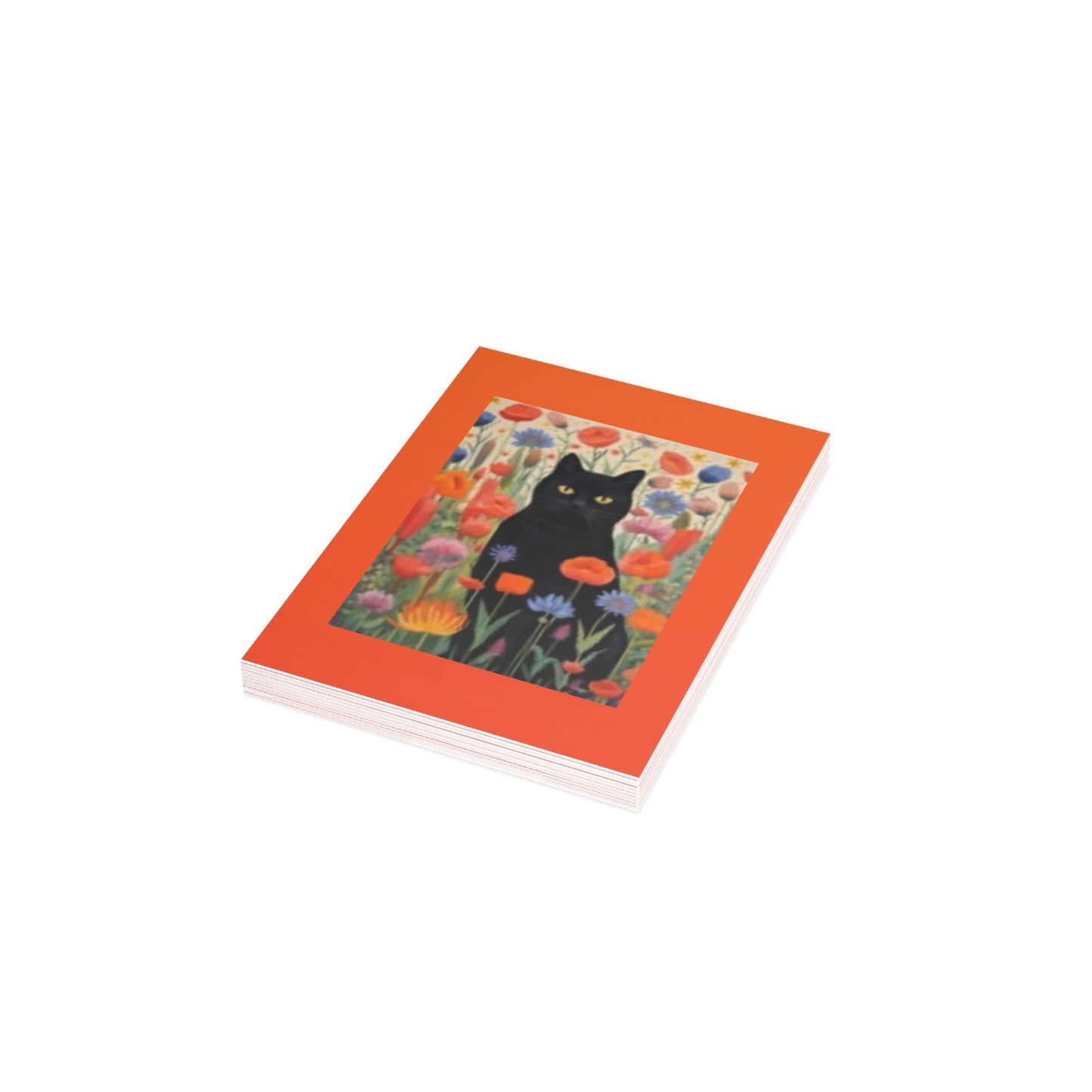 Paquete de postales vibrantes: diseños de gatos y flores silvestres con sobres