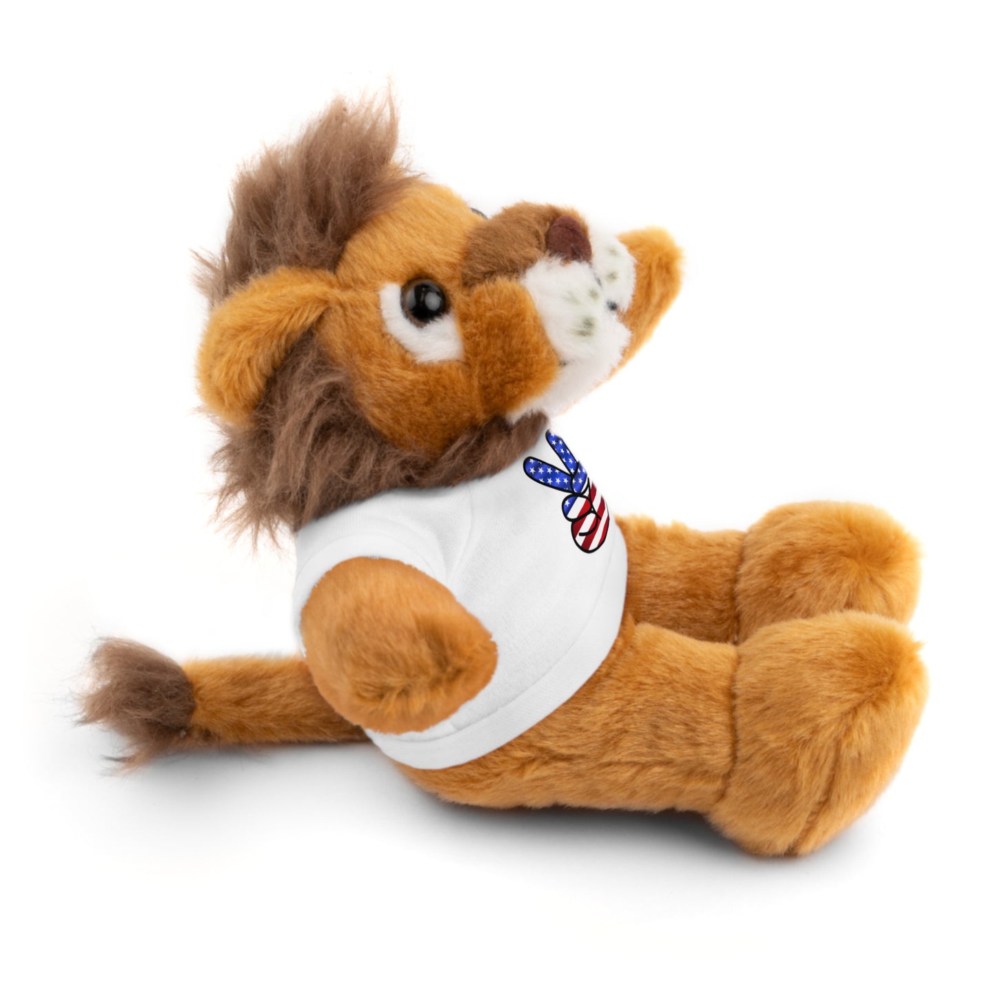 Stuffed Teddy Bear Peace Sign Red White Blue