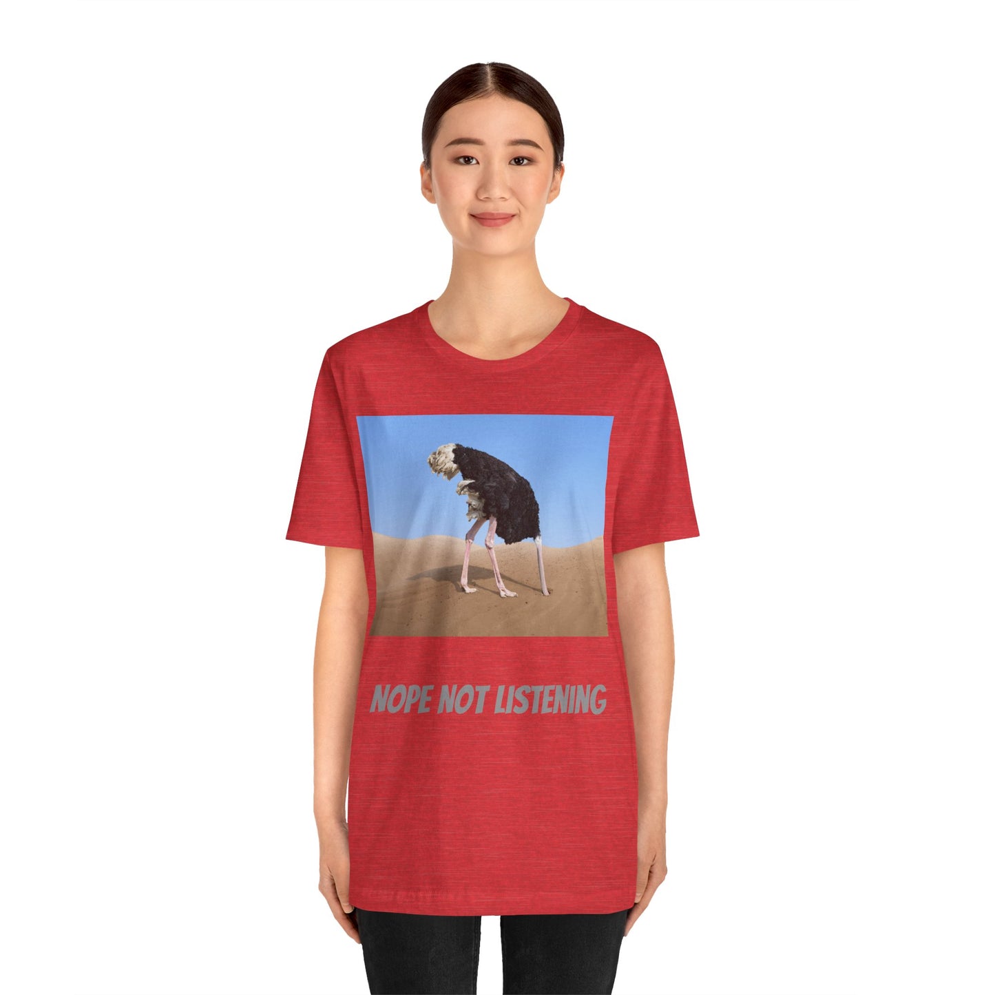 Camiseta avestruz no, no escucho