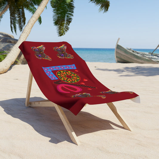 Vibrant Love Beach Towel, Colorful Summer Towel, Butterfly Design Towel, Perfect for Pool Parties, Gifts for Beach Lovers