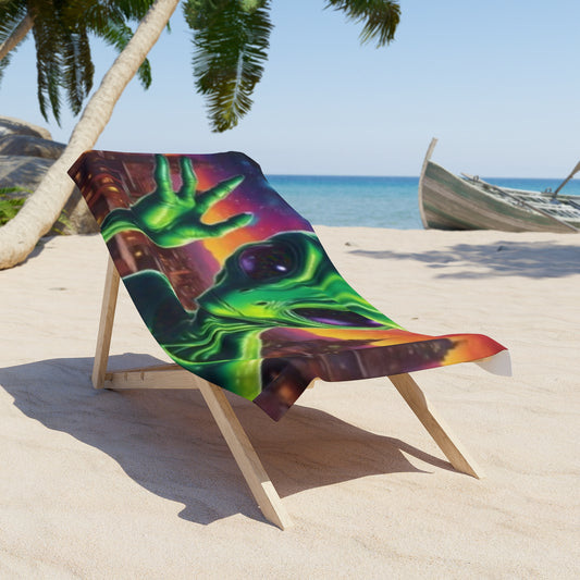 Serviette de plage verte Alien Les enfants adoreront la serviette à New York