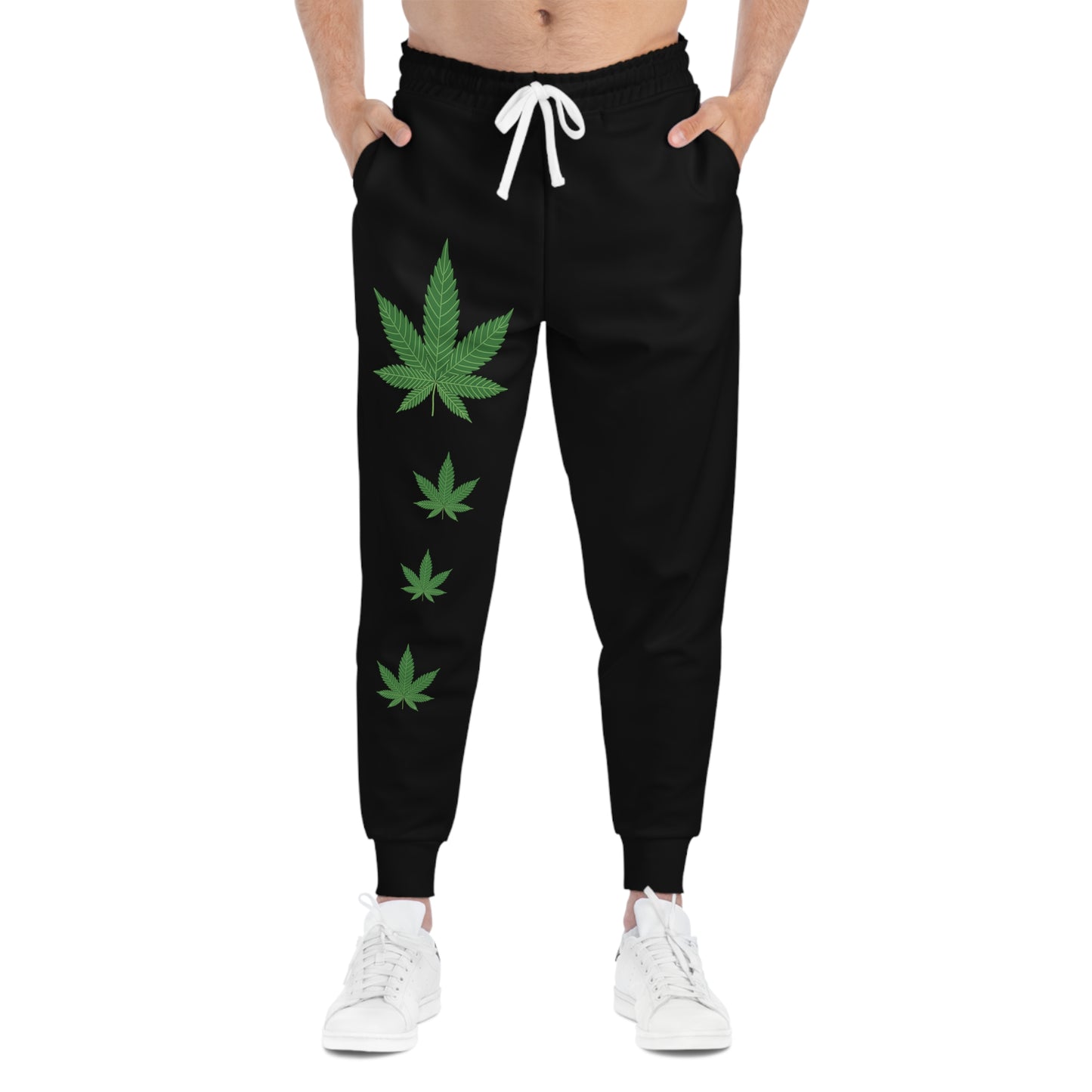 Athletic Joggers 4 Marijuana Leafs on right leg