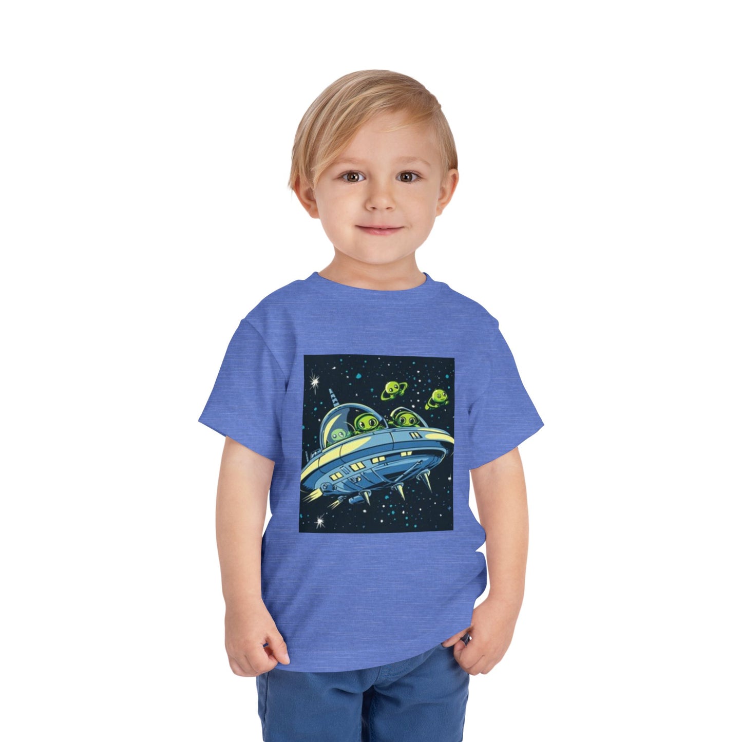 Cute Alien Spaceship Toddler Tee - Fun Kids Short Sleeve Shirt