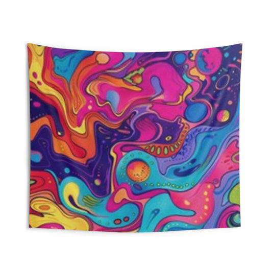 Tapiz de pared abstracto colorido para interiores - Decoración bohemia 