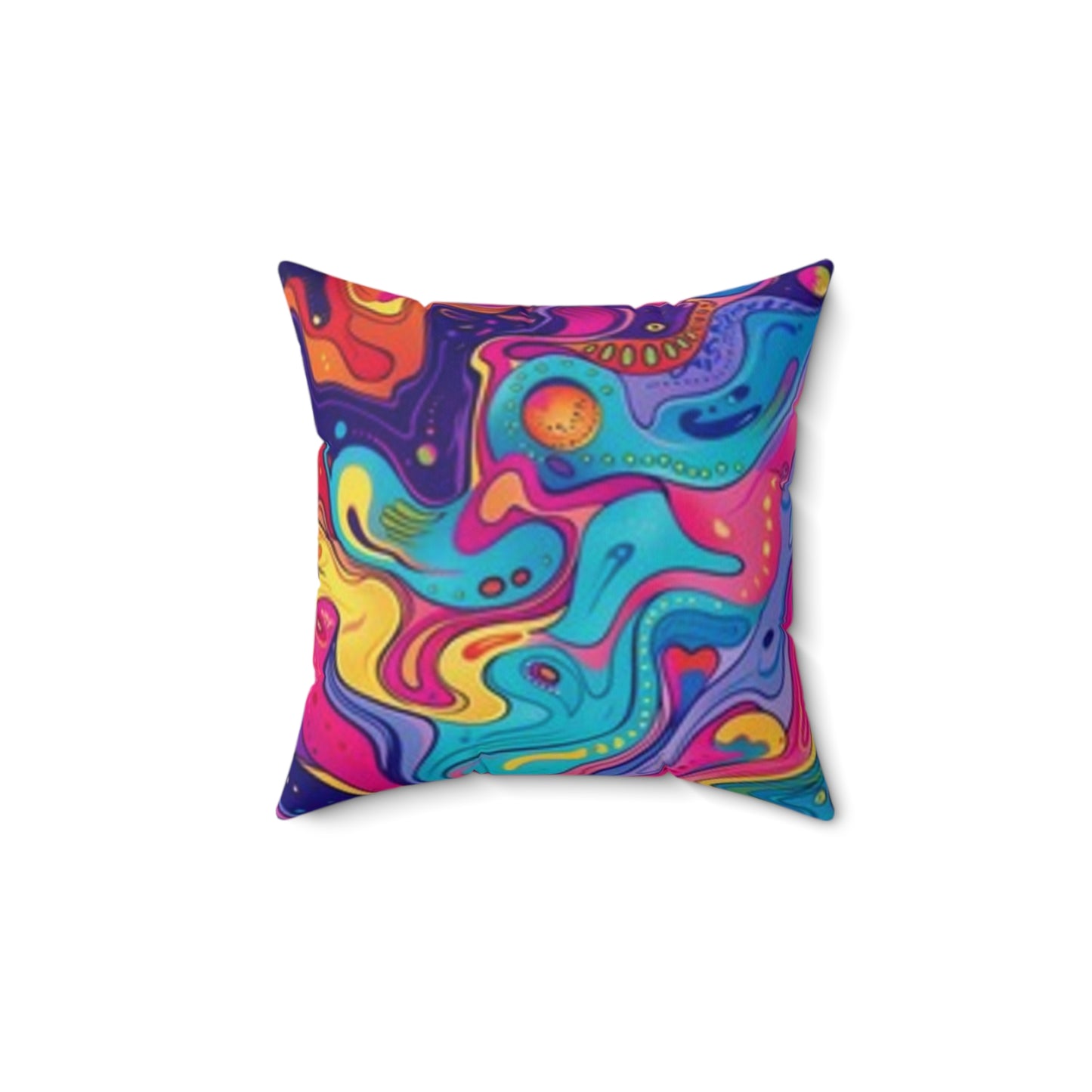 Almohada de arte abstracto vibrante - Cojín decorativo de poliéster hilado colorido