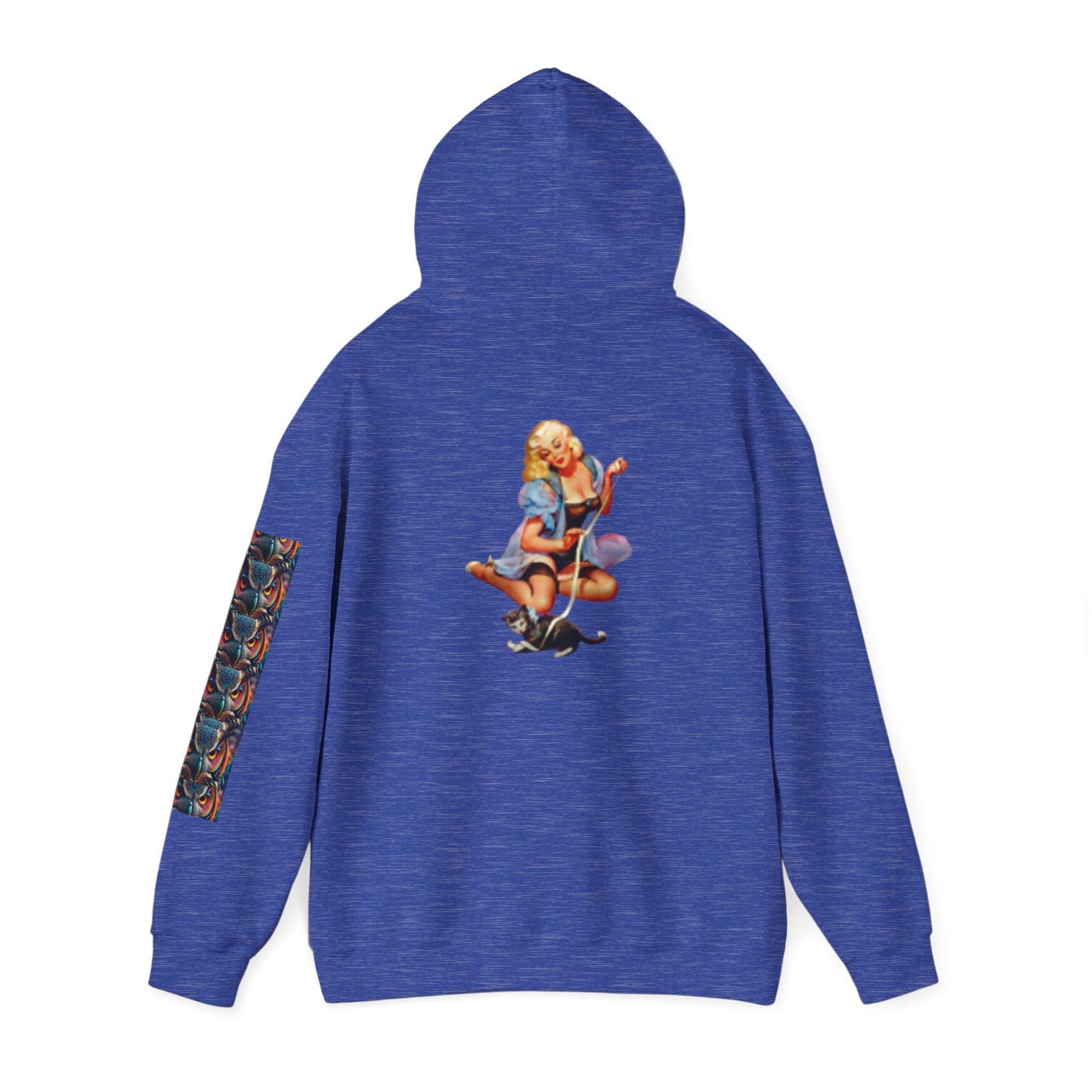 Sudadera con capucha retro de mujer sexy con lencería con un gato
