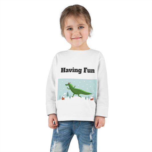 T-shirt à manches longues pour tout-petit Dinosaure s'amusant