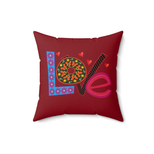 Colorful Love & Butterfly Faux Suede Pillow, Cozy Home Decor, Valentine's Gift, Bohemian Accent, Butterfly Lover's Cushion
