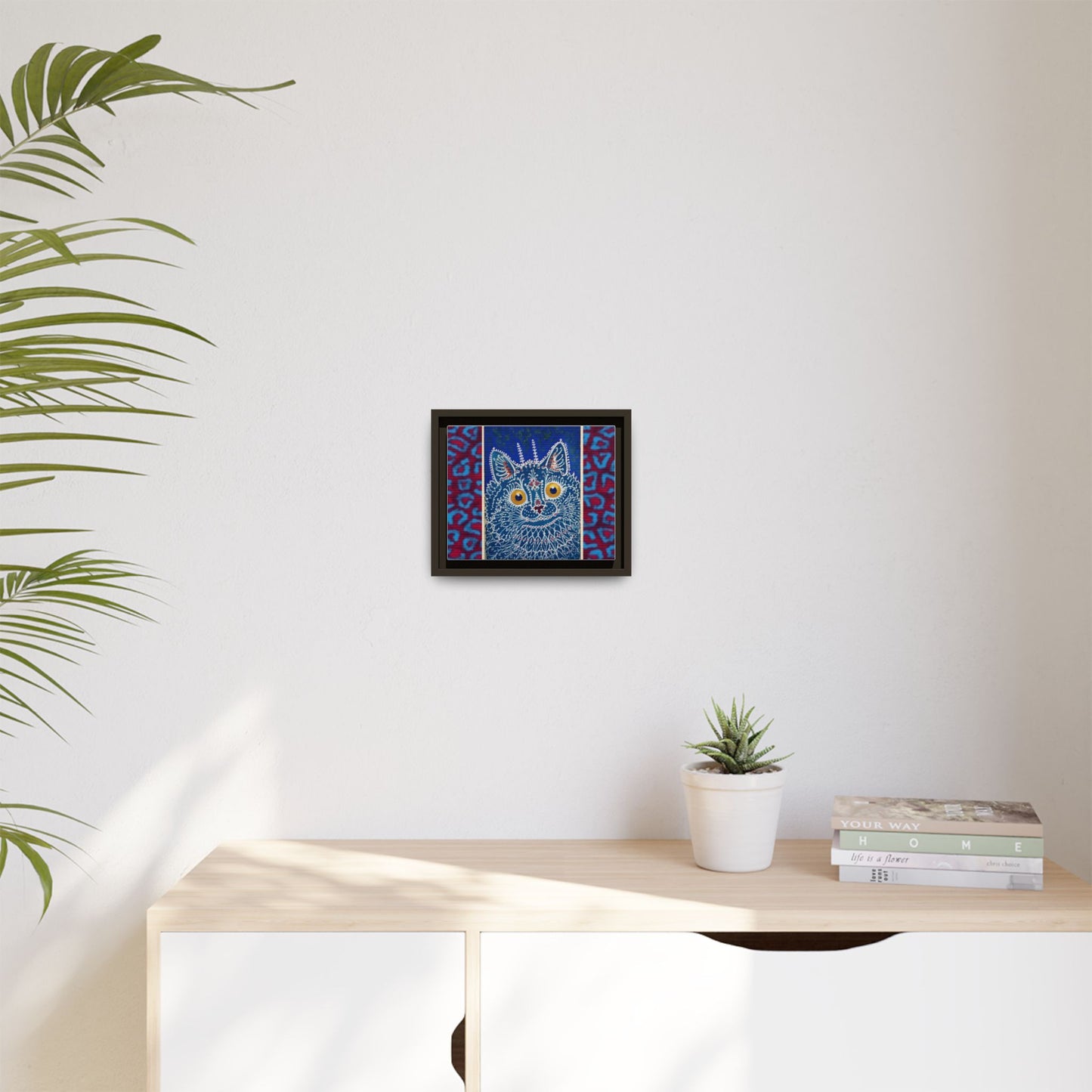 Colorful Cat Framed Matte Canvas Art - Whimsical Home Decor