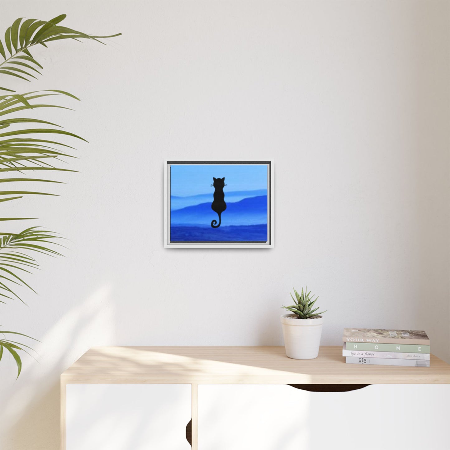Framed Cat Silhouette Art Print, Wall Decor, Cat Lover Gift, Home Office Art, Pet Memorial