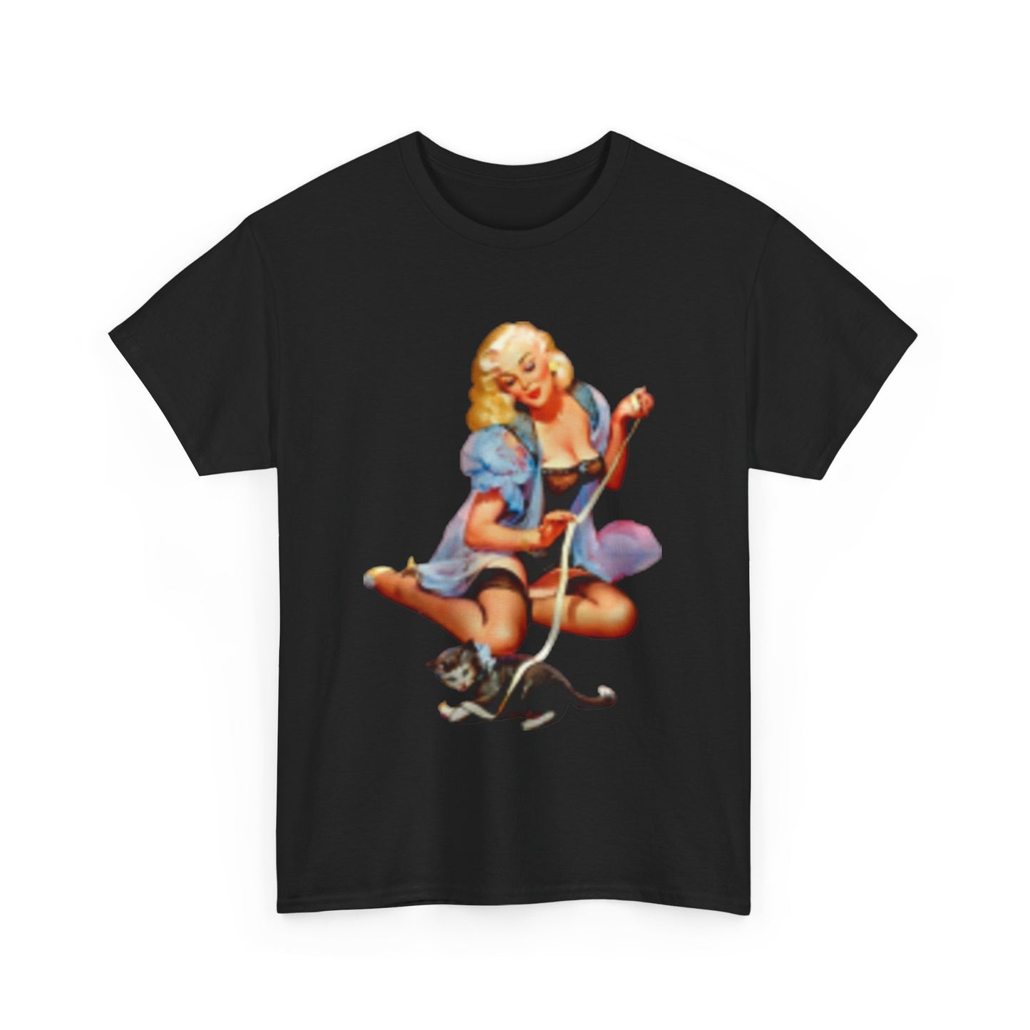 T-shirt Retro Sexy Woman in Lingerie with Cat
