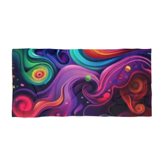 Serviette de plage abstraite et vibrante - Motif tourbillonnant coloré pour un été agréable