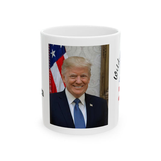 Ceramic Mug, 11 oz President Donald J Trump I love  America
