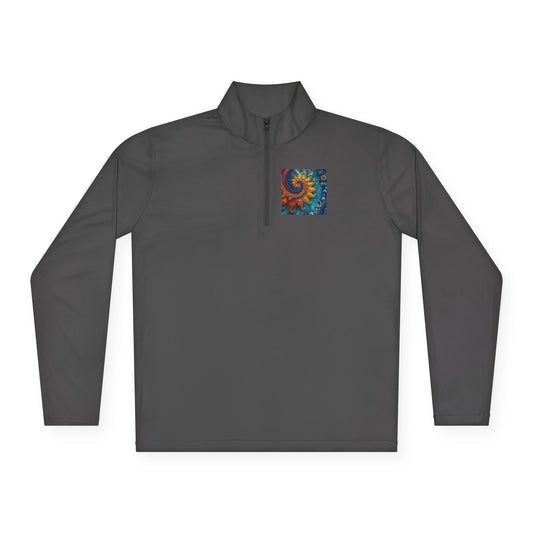 Quarter-Zip Pullover Women's face with hat with flowers