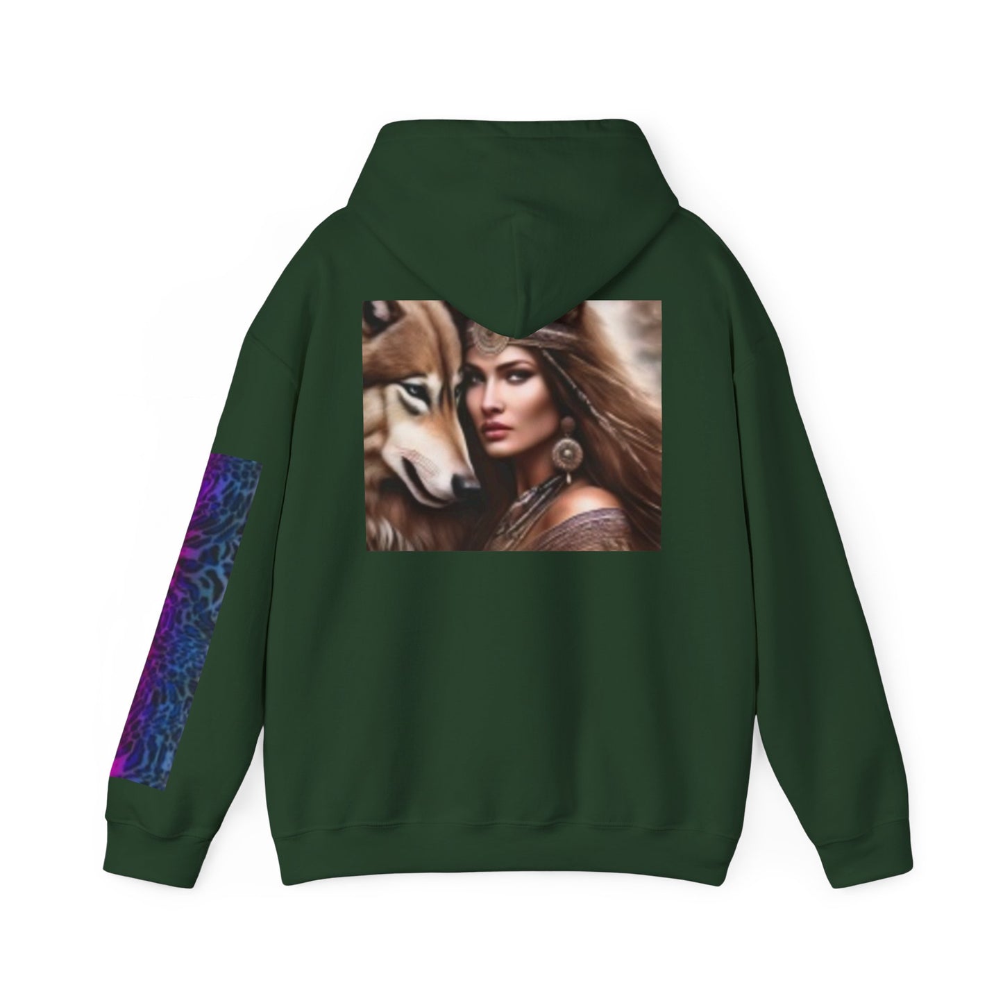 Wolf & Woman Graphic Hoodie - Unisex Heavy Blend™ Sweatshirt for Nature Lovers