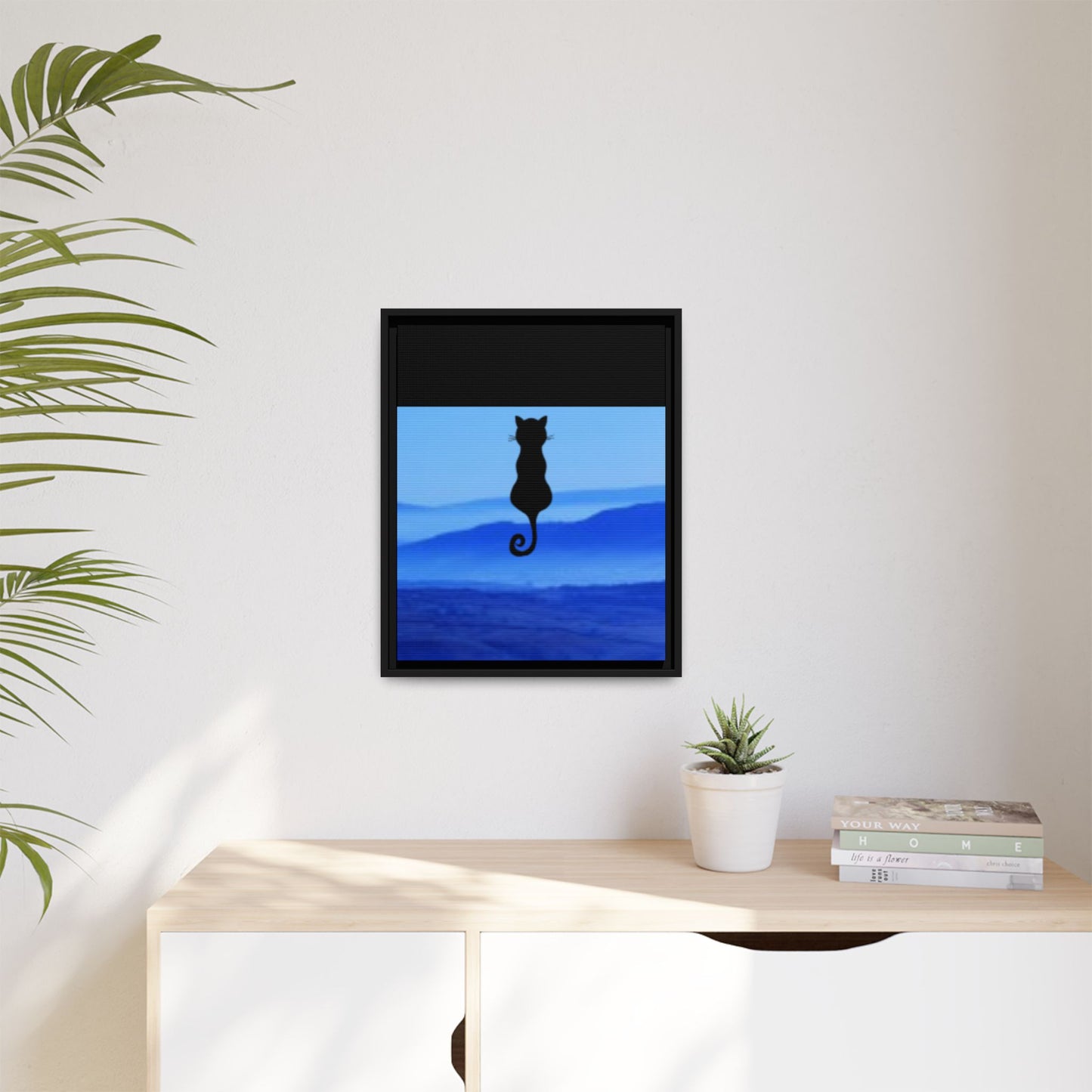 Framed Cat Silhouette Art Print, Wall Decor, Cat Lover Gift, Home Office Art, Pet Memorial