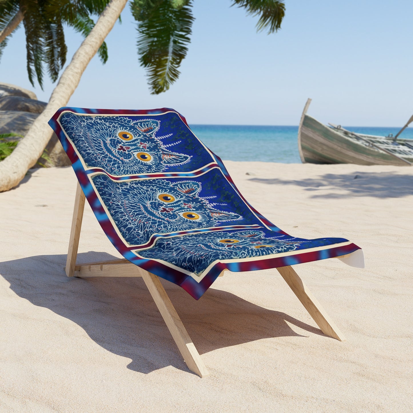 Serviette de plage fantaisie à motif chat : accessoire d'été coloré et amusant pour les amoureux des chats
