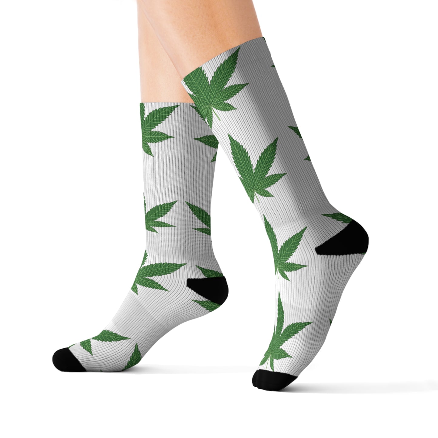 Trendy Cannabis Leaf Socks | Comfortable Sublimation Footwear for Everyday Wear