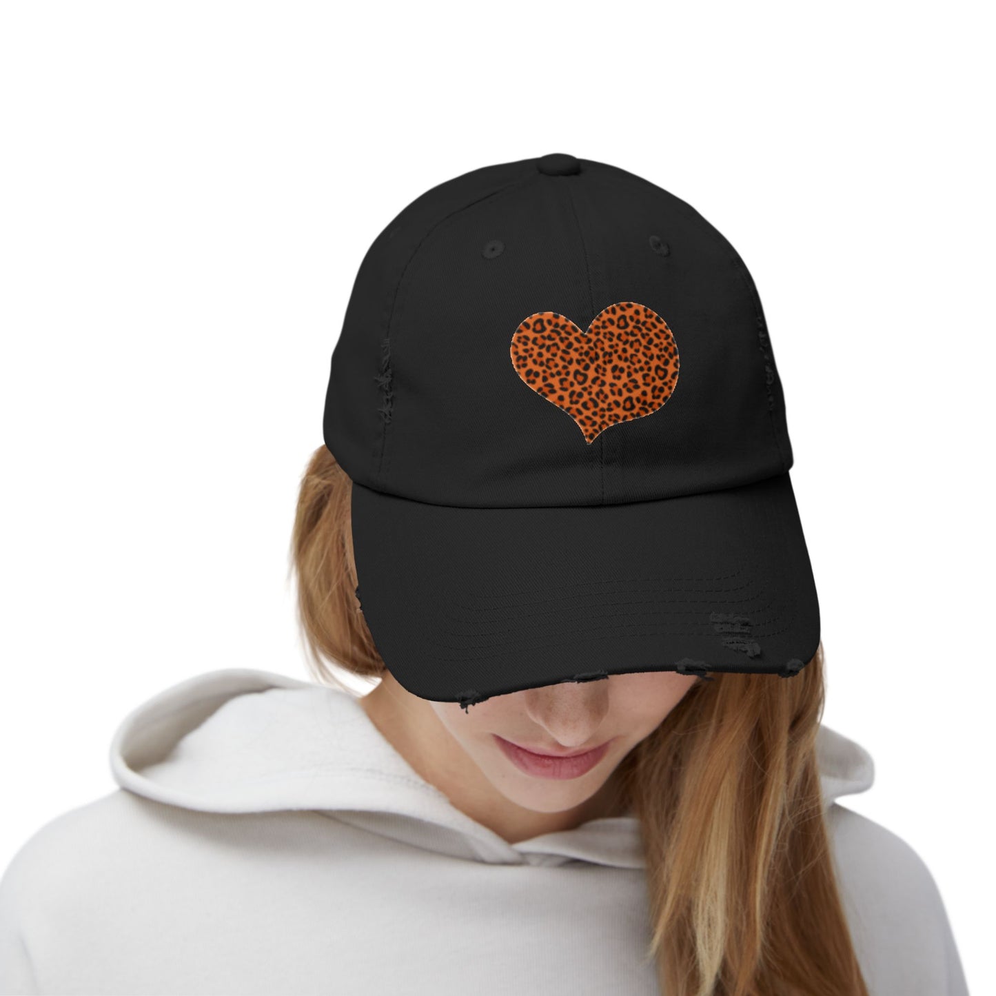 Gorra unisex con estampado de leopardo y corazón: un accesorio informal de moda para cualquier ocasión. 