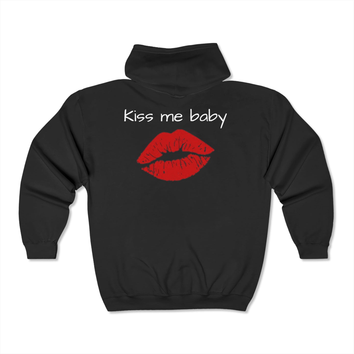 Sudadera con capucha y cremallera completa Labios rojos "Bésame, nena"