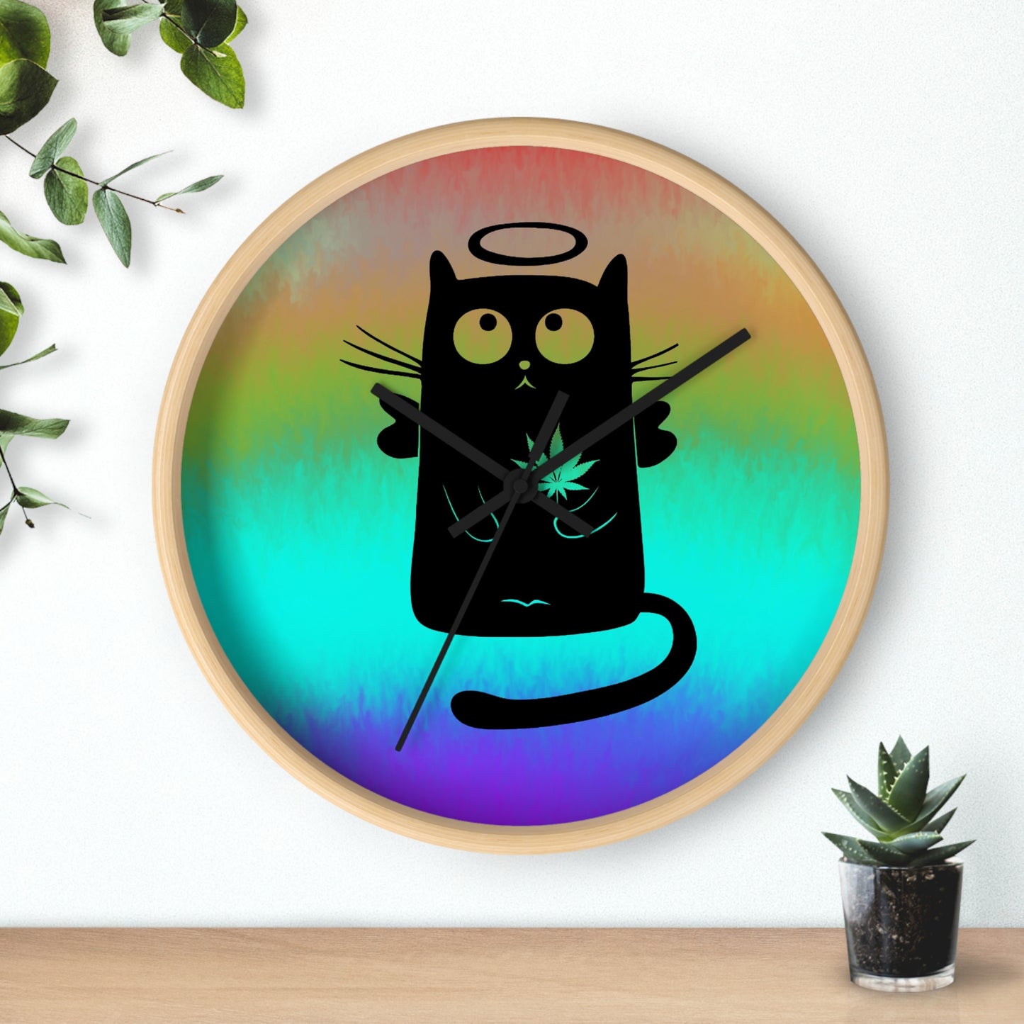 Horloge murale Ange Chat Noir