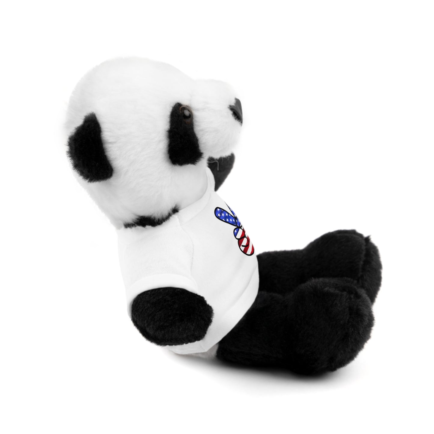 Stuffed Teddy Bear Peace Sign Red White Blue