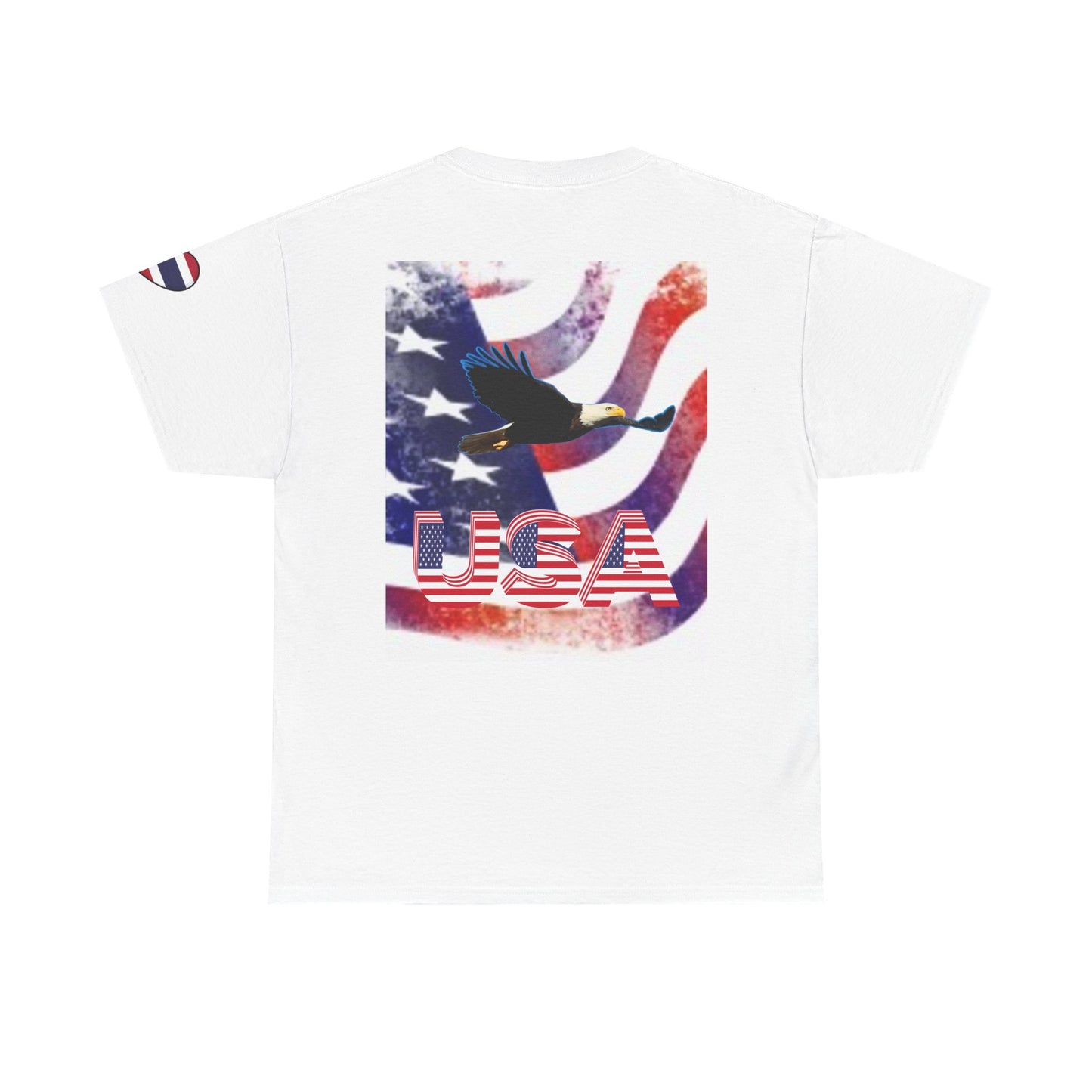 Camiseta unisex de algodón grueso USA Pride - Diseño de puño patriótico y águila 