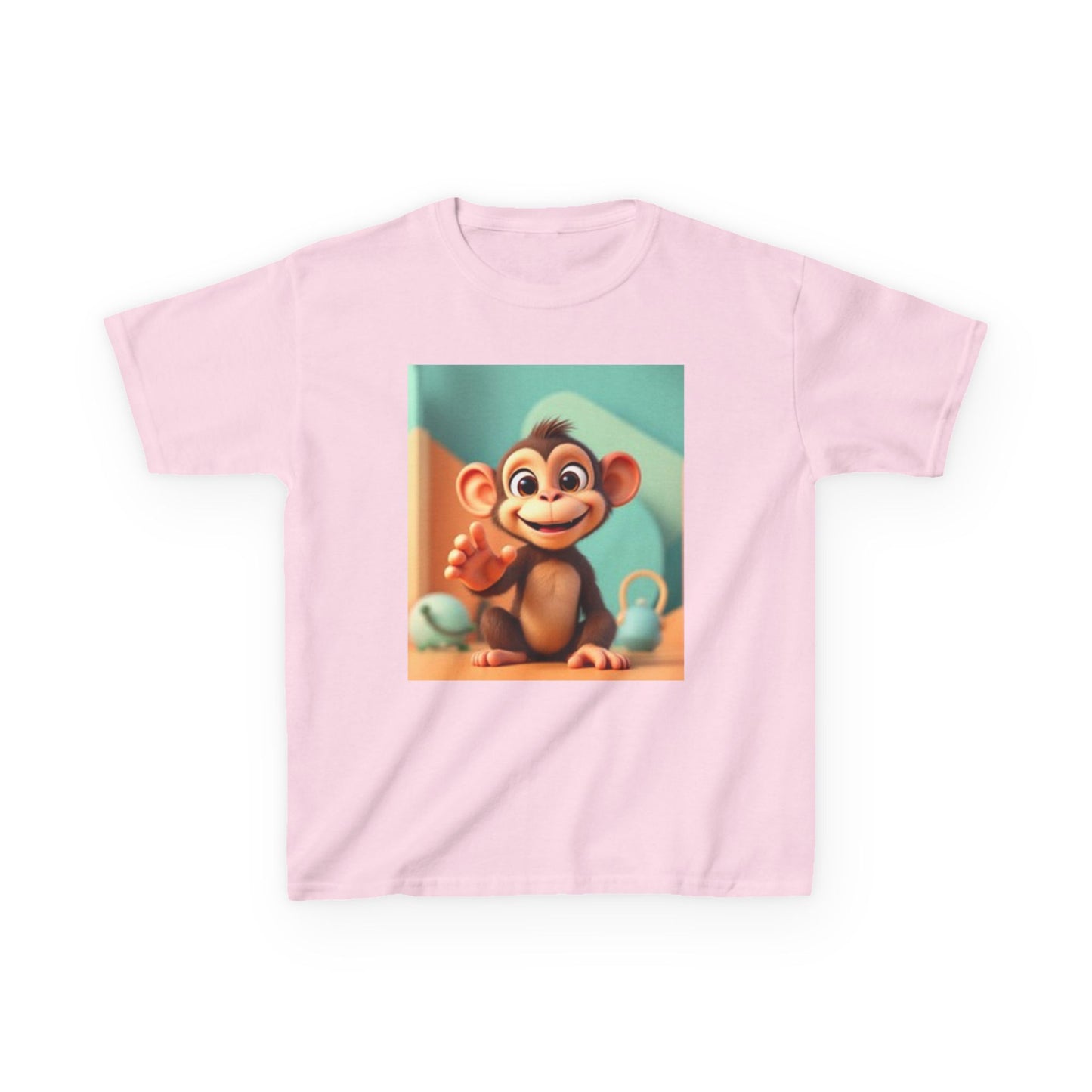 T-shirt en coton épais™ pour enfants avec motif singe amusant et cœur coloré 