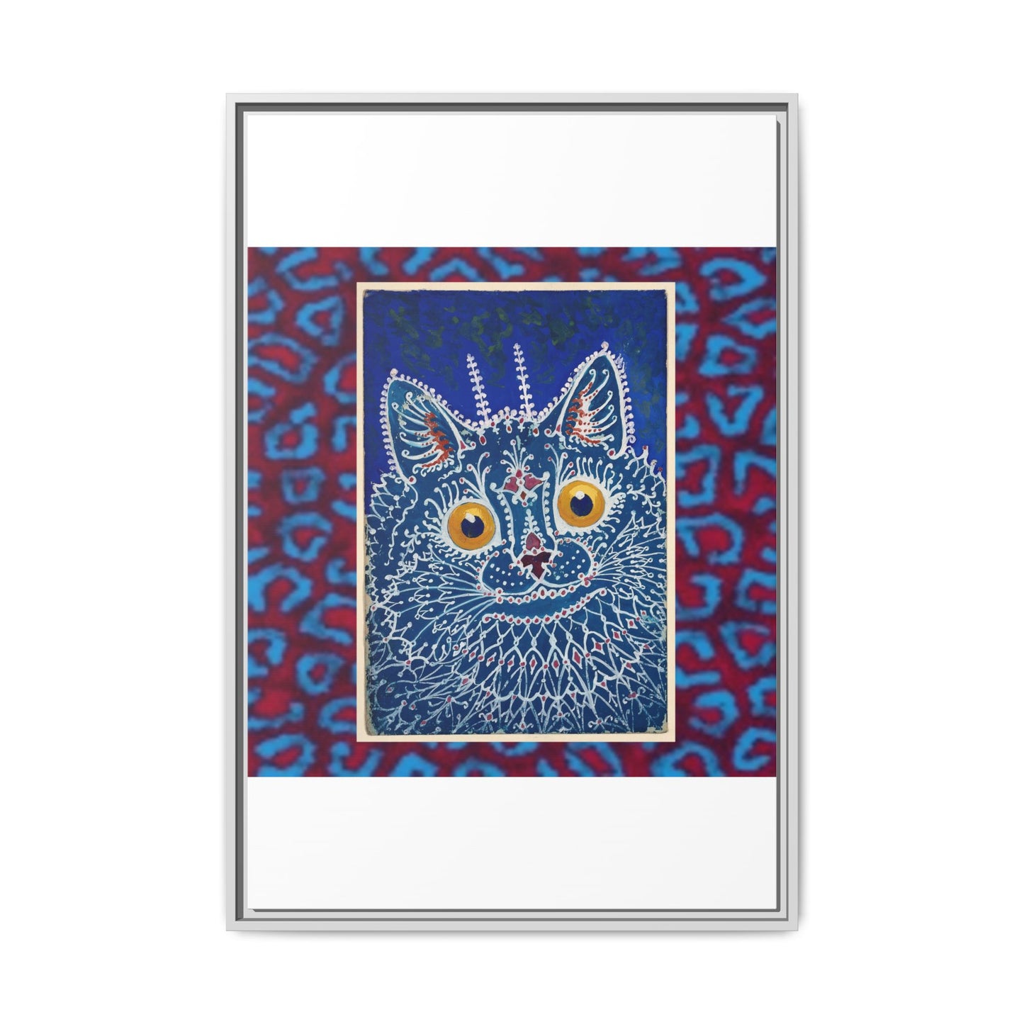 Colorful Cat Framed Matte Canvas Art - Whimsical Home Decor