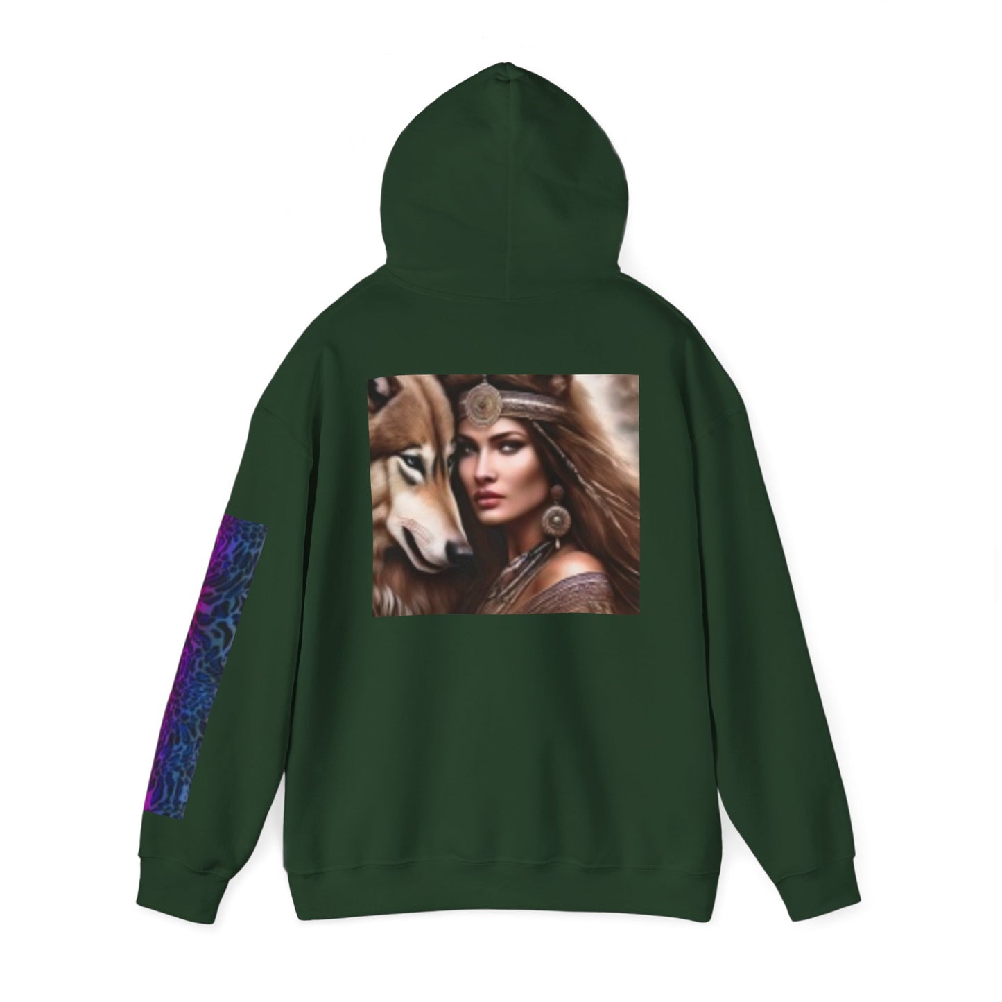 Wolf & Woman Graphic Hoodie - Unisex Heavy Blend™ Sweatshirt for Nature Lovers