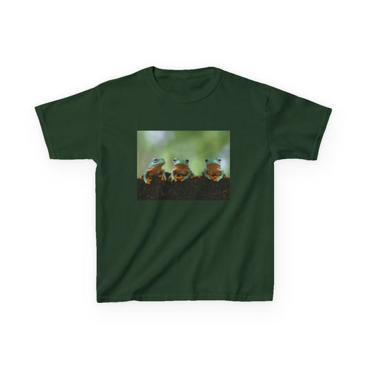 Playful Frog Kids Heavy Cotton Tee - Cute Nature Design for Young Adventurers