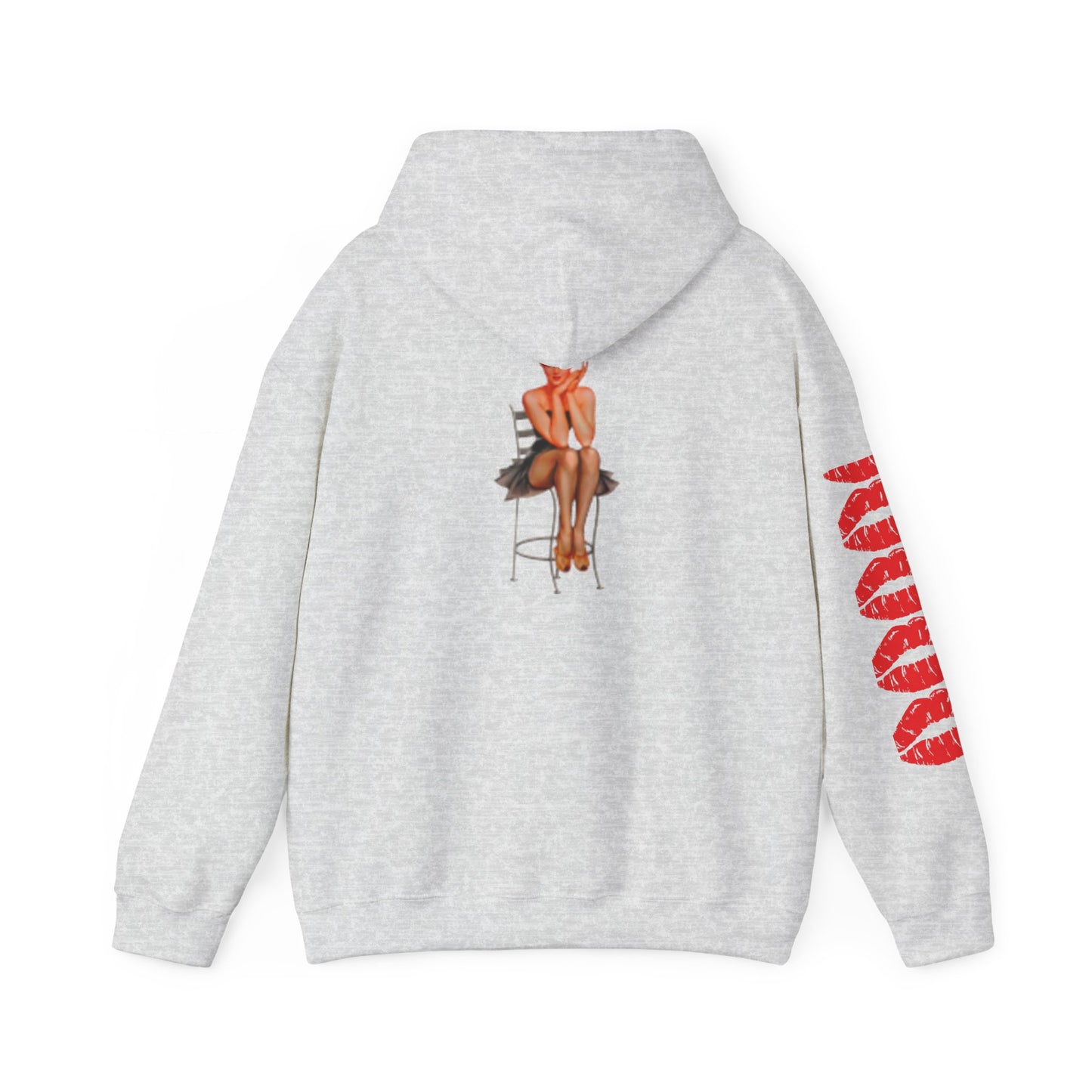 Hooded Sweatshirt Retro Beautiful Woman Red Lips