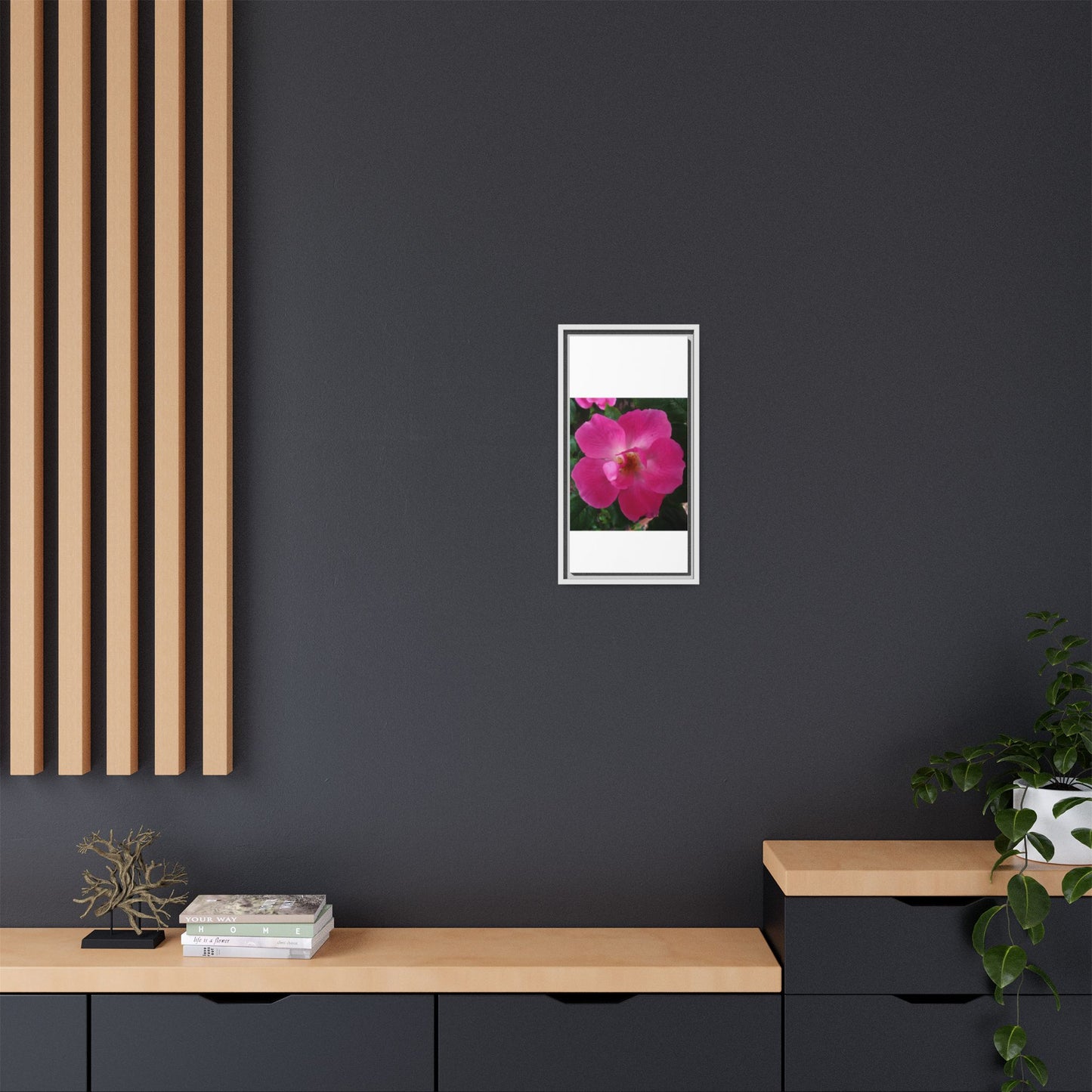 Framed Floral Canvas Art Print | Vibrant Pink Flower Decor, Wall Art for Home, Gift for Her, Mother's Day, Birthday