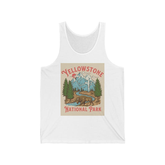 Yellowstone National Park Adventure Unisex Jersey Tank - Vintage and Customizable Design