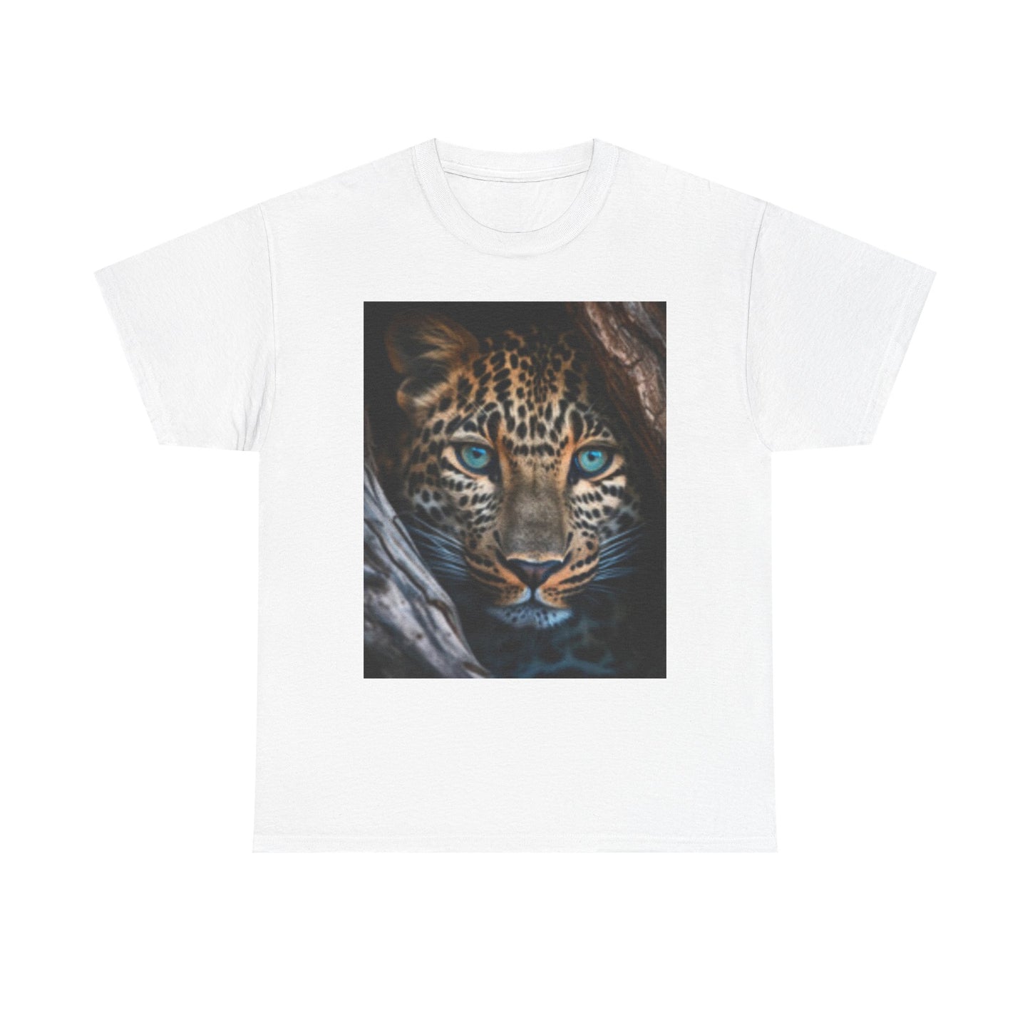 T-shirt unisexe en coton épais pour amoureux de la faune – Motif léopard féroce 