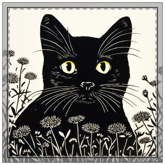 Servilletas, juego de 4, 18" x 18", gato negro
