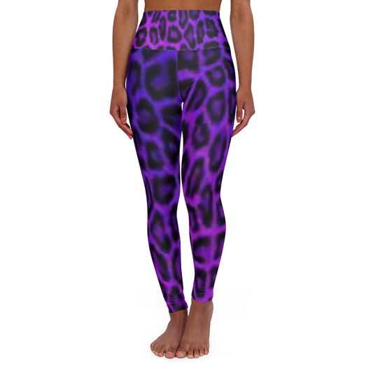 Fierce Purple Leopard High Waisted Yoga Leggings for Active Lifestyle