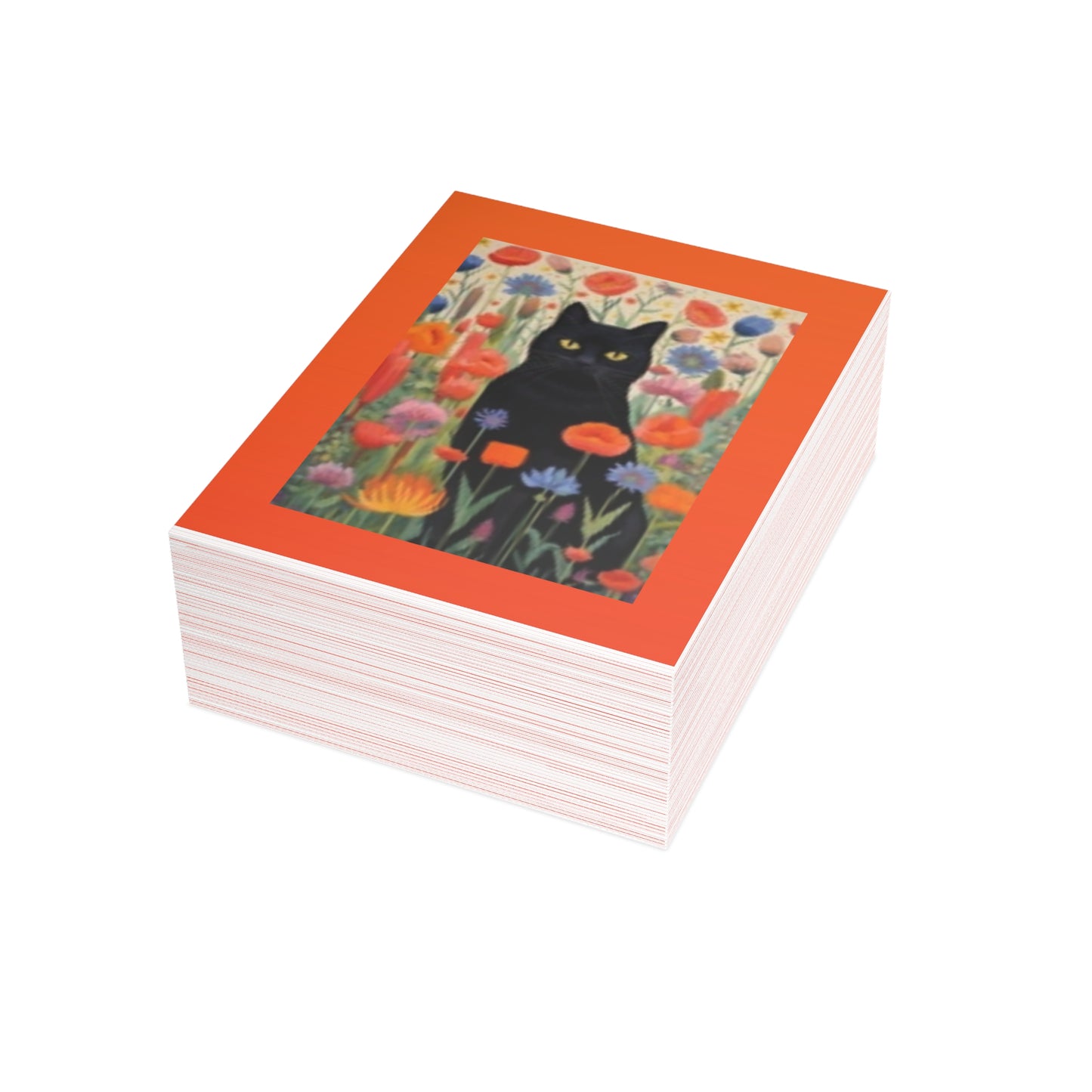 Paquete de postales vibrantes: diseños de gatos y flores silvestres con sobres