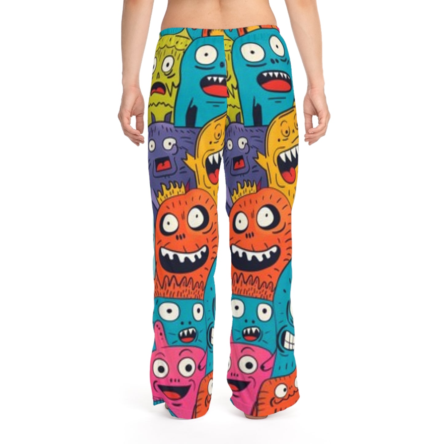 Women's Pajama Pants Blue Pink Orange Yellow Purple Monsters