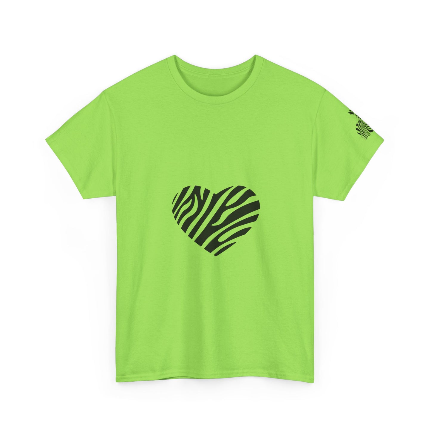 Camiseta unisex de algodón grueso con corazón de cebra: camiseta con gráficos llamativos para amantes de los animales