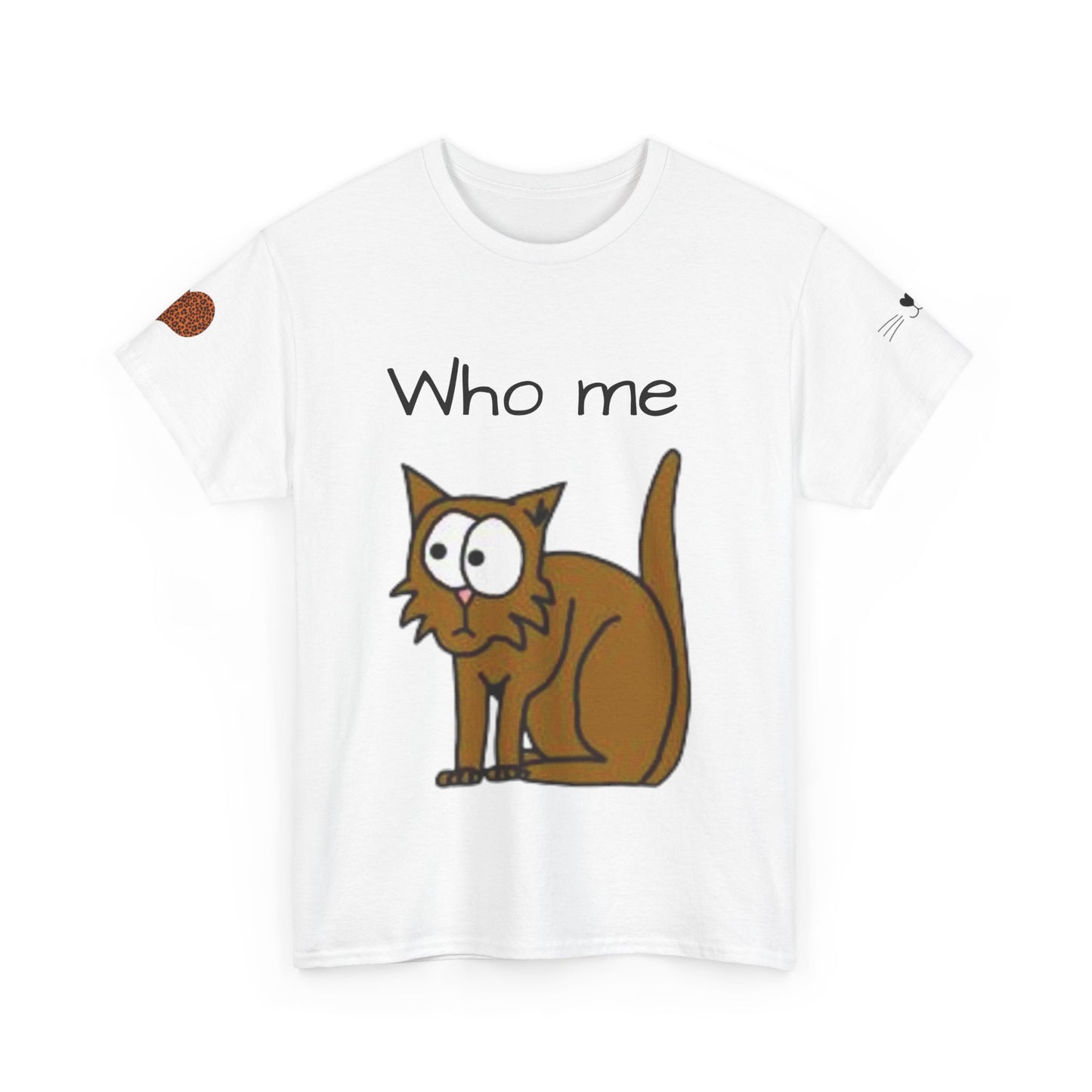 Funny Cat Unisex Heavy Cotton Tee - 'Who Me?' Graphic Shirt