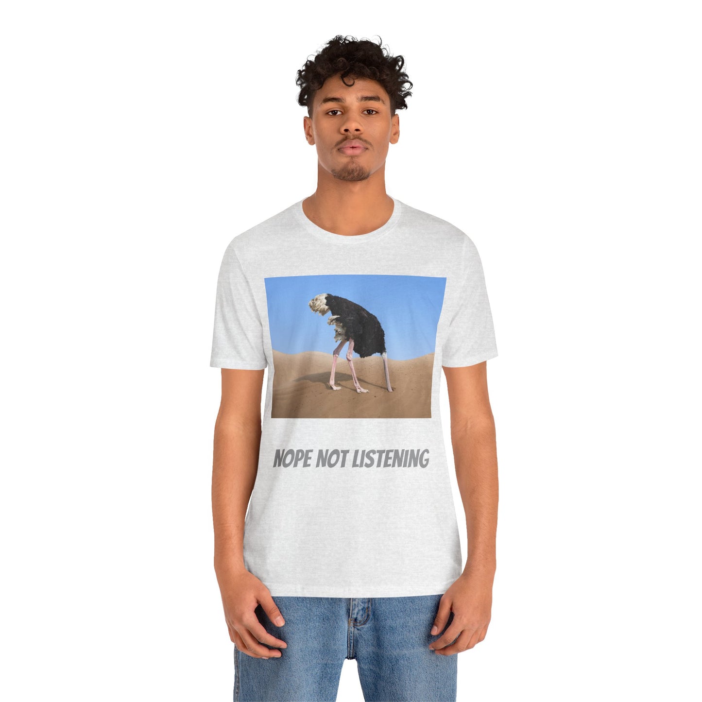 Camiseta avestruz no, no escucho