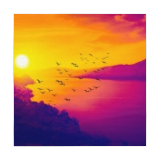 Mantel de atardecer sereno: diseño paisajístico vibrante para la decoración del hogar 