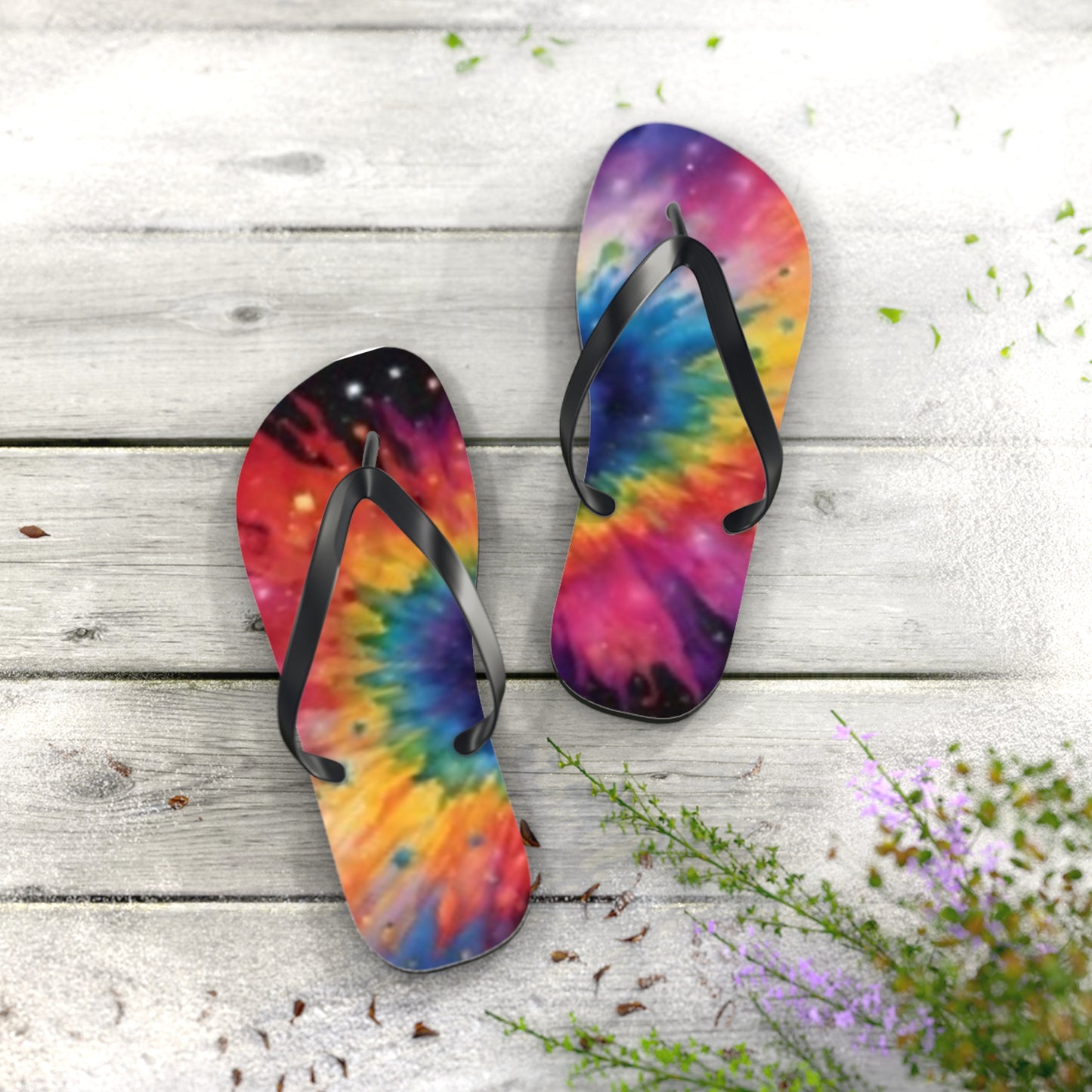 Tongs Tie Dye Rose Jaune Bleu Vert