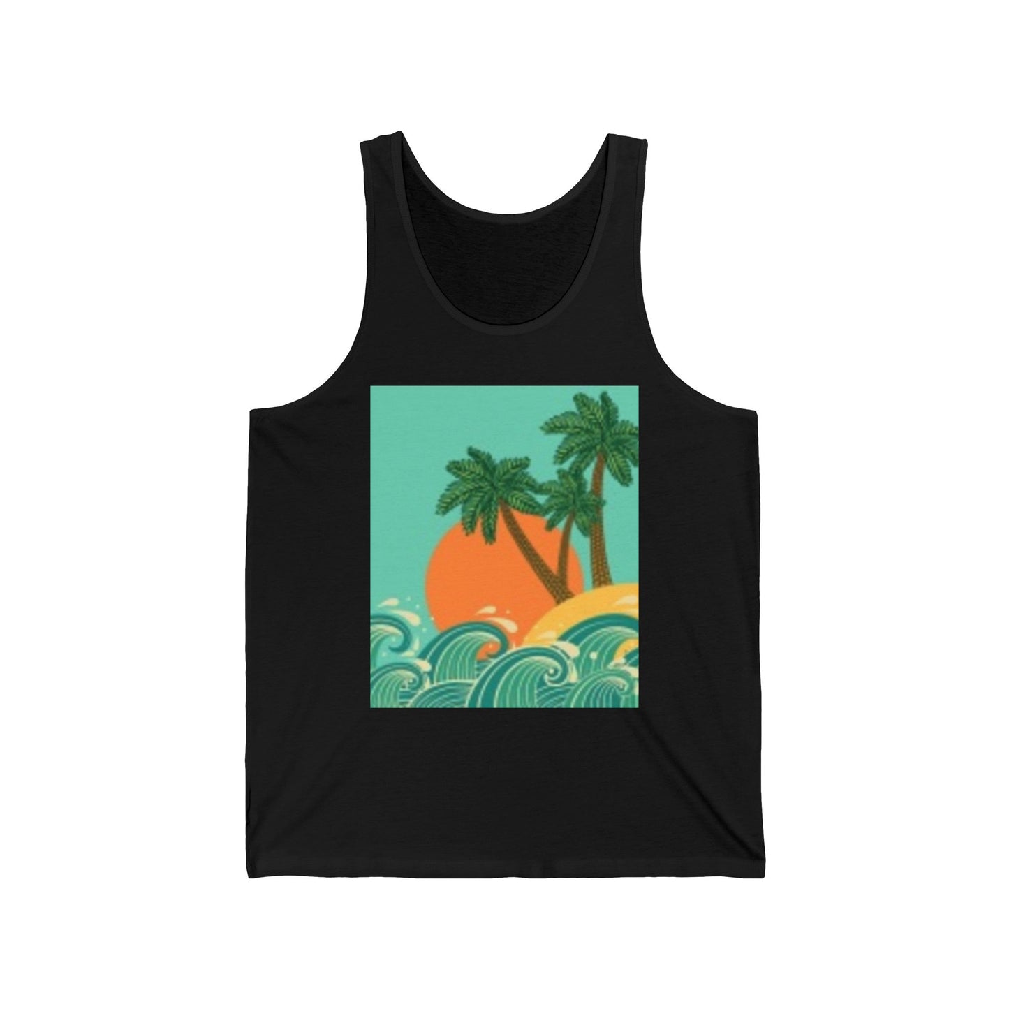 Tropical Sunset Unisex Jersey Tank – Beach Vibes Summer Wear