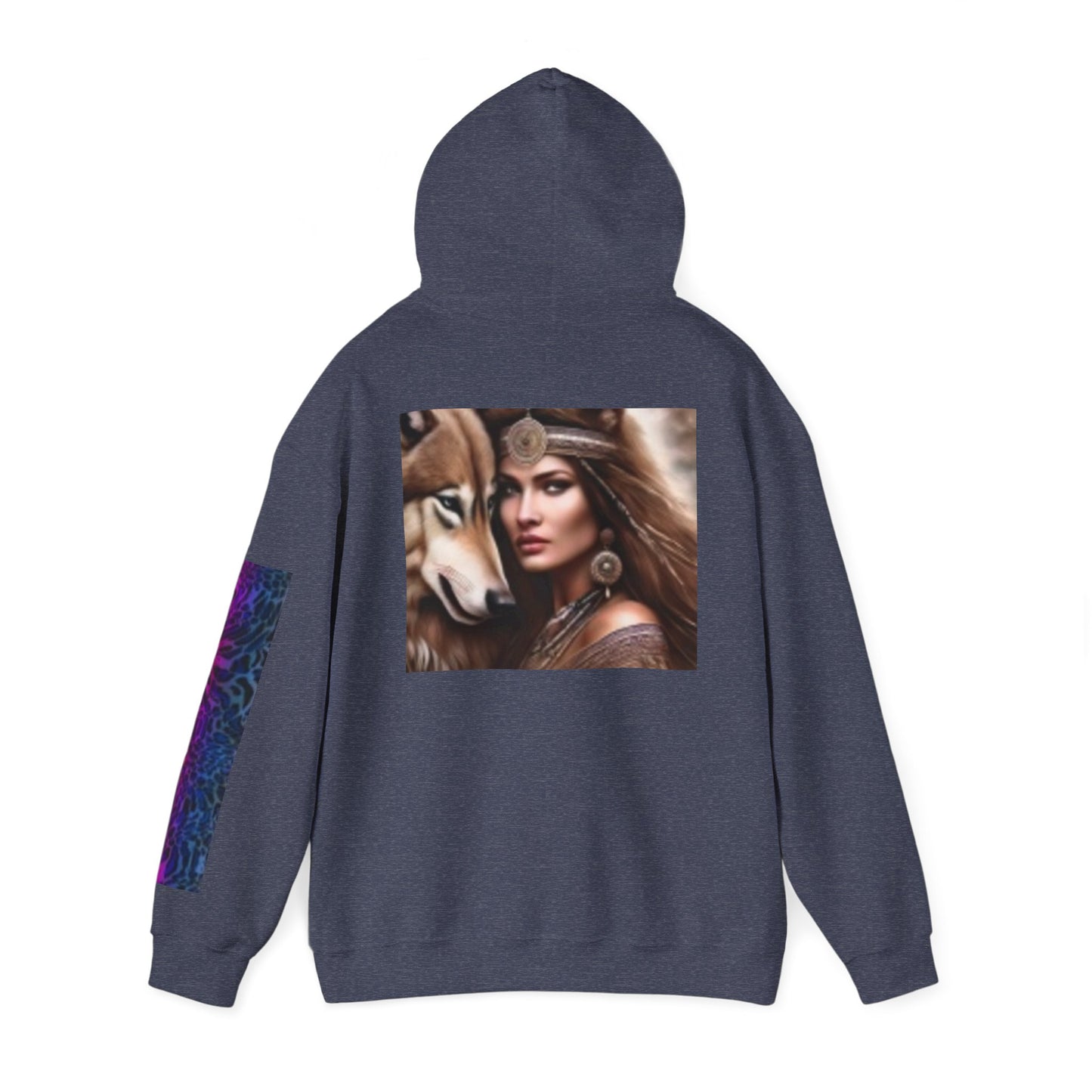 Wolf & Woman Graphic Hoodie - Unisex Heavy Blend™ Sweatshirt for Nature Lovers