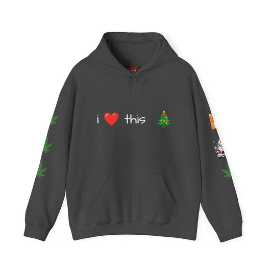Hooded Sweatshirt Santa Claus Reindeer Marijuana Leaf